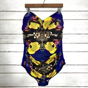 ModCloth Be Pacific One-Piece Strapless Swimsuit Plus Size 4X